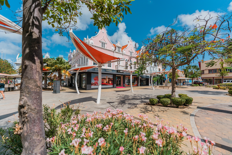 ORANJESTAD, ARUBA - DECEMBER 4, 2021: Plaza Daniel Leo square with