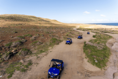 UTV tour off roading at the roughed side of Aruba.